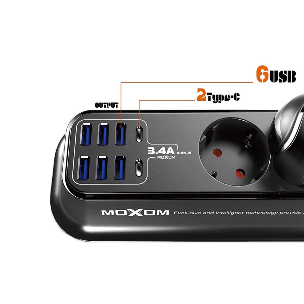 Moxom MX-ST05 Power Strip with 4 Outlets and 8 USB Ports